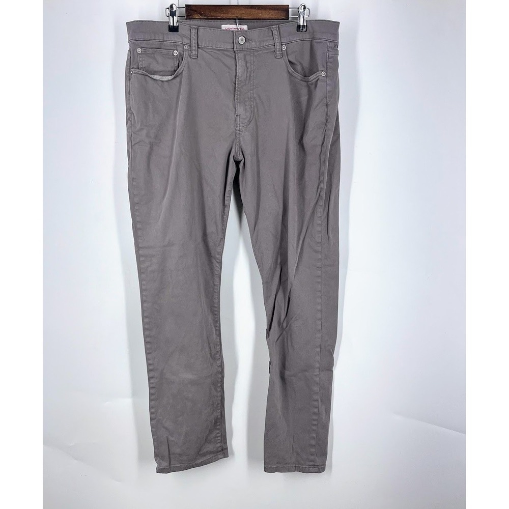 Lucky Brand 410 Athletic Straight Pants Mens 36x32 Grey Twill Five Pocket